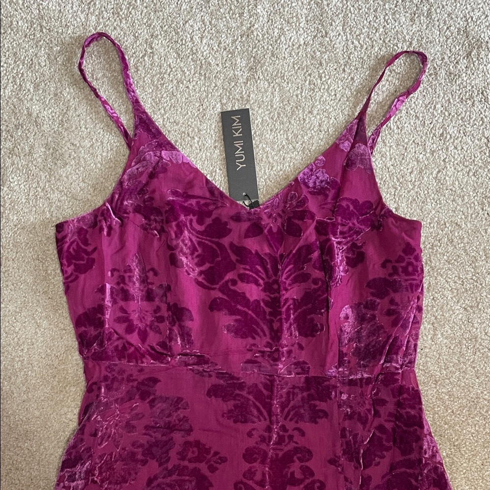Yumi Kim Velvet Floral Slip Dress in Deep Berry NWT - Picture 3 of 6